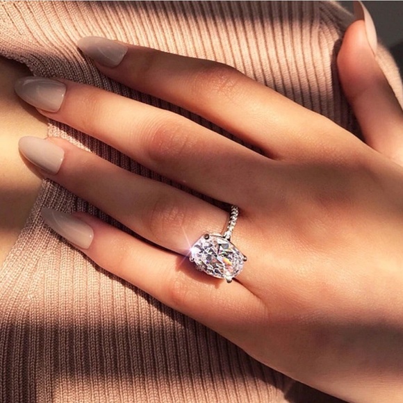 NEW 925 Silver Band Diamond Engagement Wedding Ring - Picture 6 of 16